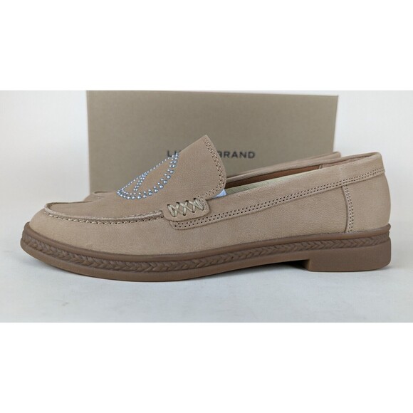 Lucky Brand Redmy Loafers Flats Womens 6.5 M Tan Leather Stud Peace Shoes NWB - Picture 11 of 11